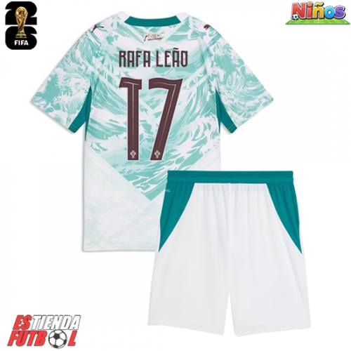 Portugal Rafael Leao #17 Segunda Equipación Niños Mundial 2026 Manga Corta (+ Pantalones cortos)